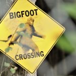 Funny Bigfoot crossing sign