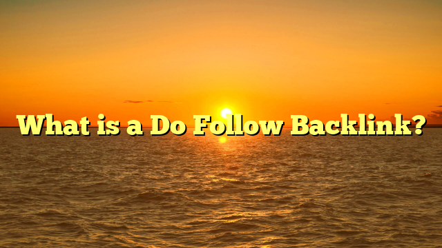 What is a Do Follow Backlink?