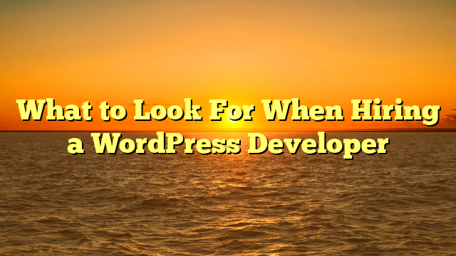 What to Look For When Hiring a WordPress Developer